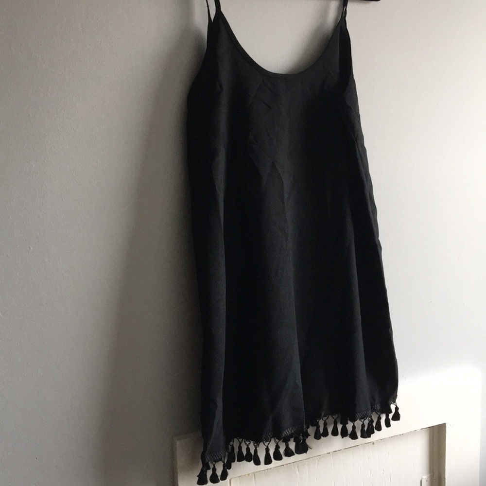 Black Fringe Tank Top Dress